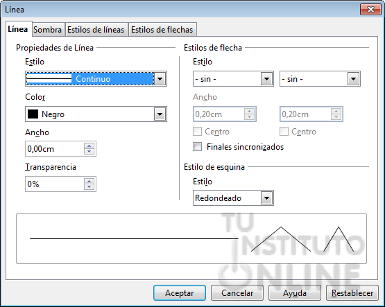 Cuadro de diálogo Línea