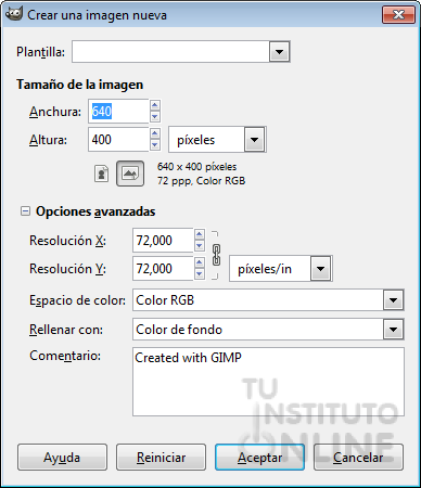 Crear una imagen nueva