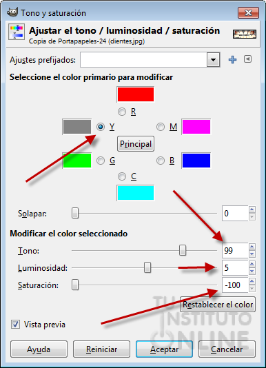 Tono y saturación