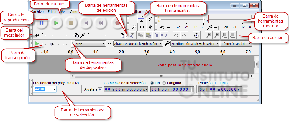 Intefaz de la aplicación