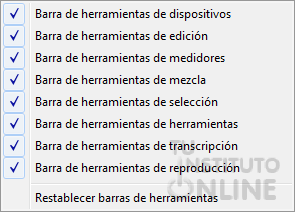 Barras disponibles
