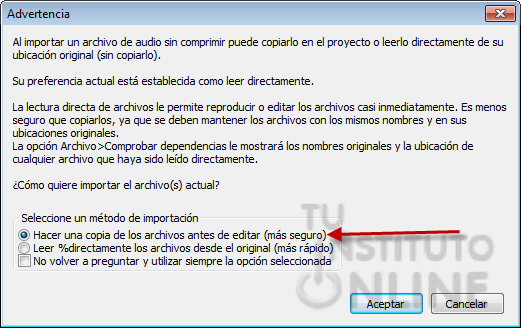 Importación de un fichero