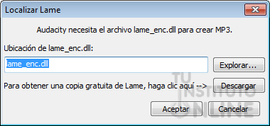 Archivo necesario para Audacity