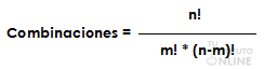 Expresión para el cálculo del número de combinaciones