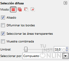 Opciones de la herramienta selección difusa