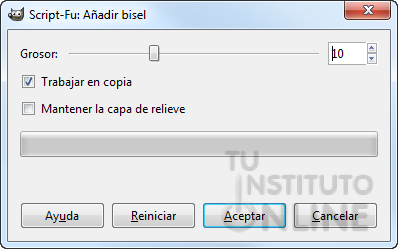 Par&aacute;metros del filtro de bisel