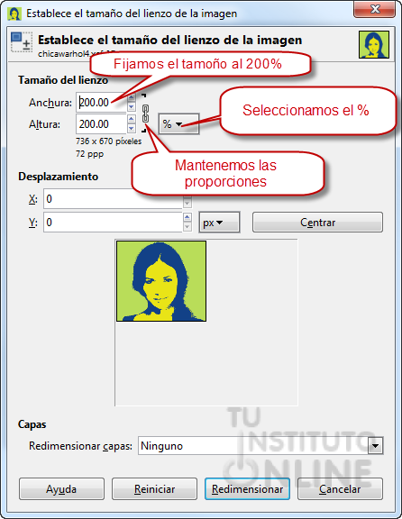 Cambiamos el tama&ntilde;o del lienzo