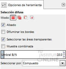 Opciones de la herramienta selección difusa
