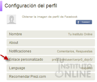 Configuraci&oacute;n del perfil